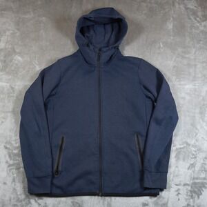 Uniqlo Dry Stretch Hoodie Mens Medium Blue Full Zip Performance Gym Workout